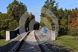 Rail Road in Autumn in the Town Walsrode, Lower Saxony