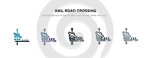 Rail road crossing cross icon in different style vector illustration. two colored and black rail road crossing cross vector icons