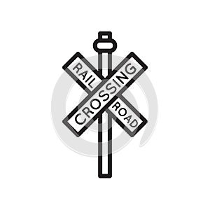 Rail road crossing cross signal icon vector sign and symbol isolated on white background, Rail road crossing cross signal logo