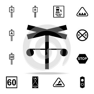 rail road crossing icon. Railway Warnings icons universal set for web and mobile