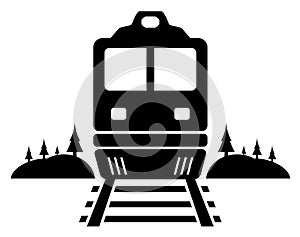 Rail road icon with moving train
