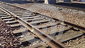 Rail road tracks down by the Missouri River