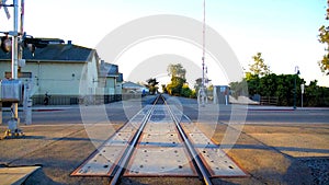 Rail Road Train Tracks Perspective Vanishing Point