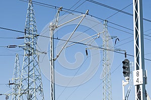 Rail Signal, Catenary Overhead Line, Power Transmission Line Tower