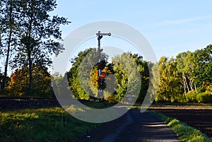 Rail Track in Autumn in the Heath Lueneburger Heide, Walsrode, Lower Saxony