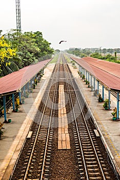 Rail track way transport at station in thailand