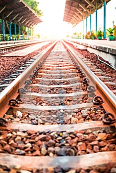 Rail track way transport at station in thailand