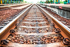 Rail track way transport at station in thailand