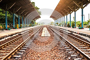 Rail track way transport at station in thailand