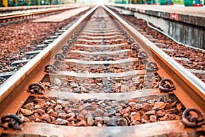 Rail track way transport at station in thailand