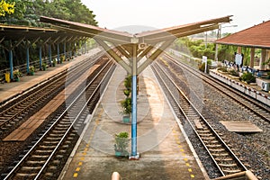 Rail track way transport at station in thailand