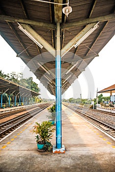 Rail track way transport at station in thailand