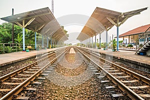 Rail track way transport at station in thailand