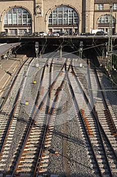 Rail tracks in depot.