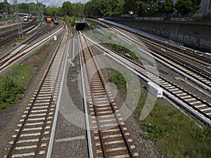 Rail tracks in depot.