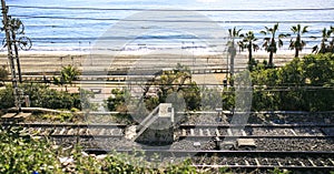 Rail tracks near the beach in Spain