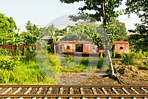 Rail tracks and train carriage, Colombo, Sri Lanka