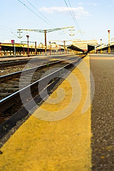 Rail traks at Bucharest North Train Station photo