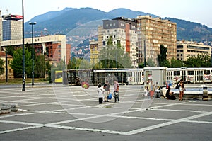 Rail and tram station, Sarajevo, Bosnia Herzegovina photo