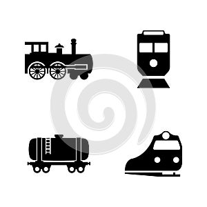 Rail Transport. Simple Related Vector Icons