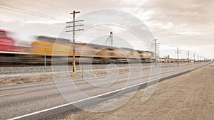 Rail transport speeding train pass quickly