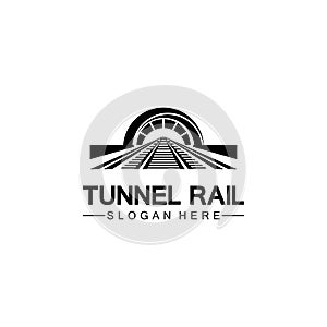 Rail with tunnel logo icon vector design template