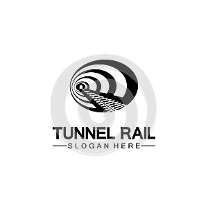 Rail with tunnel logo icon vector design template