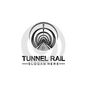 Rail with tunnel logo icon vector design template