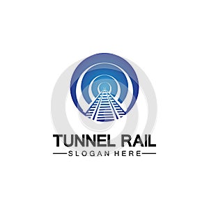 Rail with tunnel logo icon vector design template