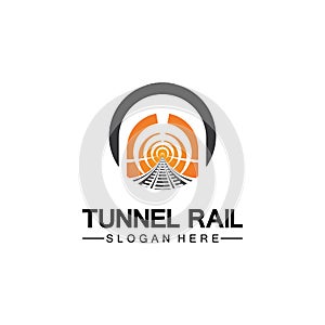 Rail with tunnel logo icon vector design template