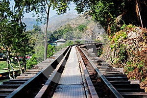 Rail way on wood structure photo