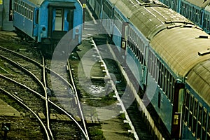 Rail Yard with Old Train Cars