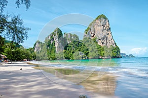 Railay beach Krabi Thailand, tropical beach of Railay Krabi,