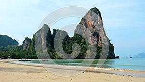 Railay Beach Krabi Thailand a tropical beach with a turqouse colored ocean