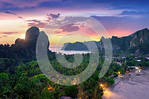 Railay viewpoint at sunset in Krabi, Thailand.