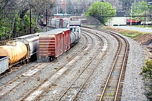 Railcars on a side track.