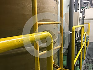 Railing with chemical tank at Deionized water system