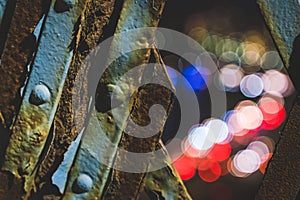 Railing Night Photo Bokeh City Lights circles