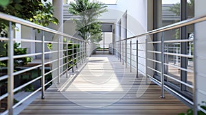 a railing system, emphasizing its functionality and aesthetic appeal in various architectural settings.