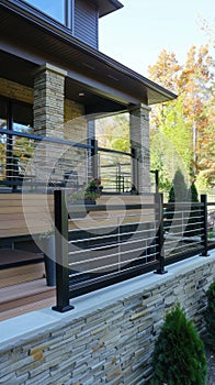 a railing system, emphasizing its functionality and aesthetic appeal in various architectural settings.