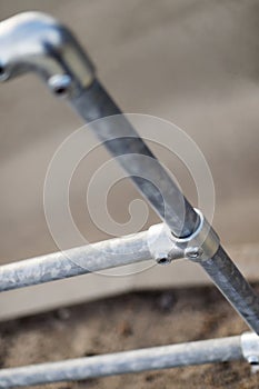 Railings of metal pipe