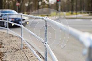 Railings of metal pipe