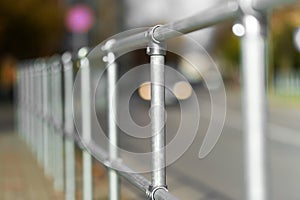 Railings of metal pipe