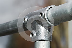 Railings of metal pipe