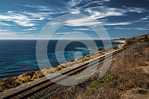 The railroad along the ocean, Pacific coast highway