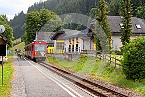 Railroad in alpine town Tamsweg, Austria