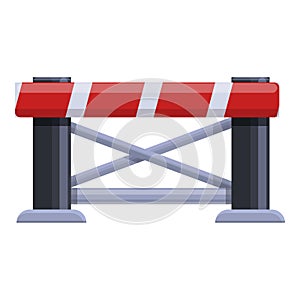 Railroad barrier gate icon, cartoon style