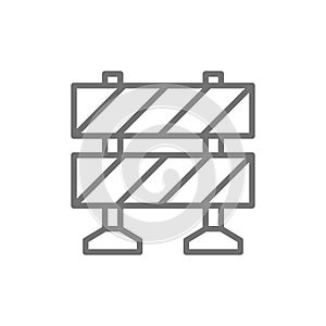Railroad barrier, roadblock line icon. Isolated on white background
