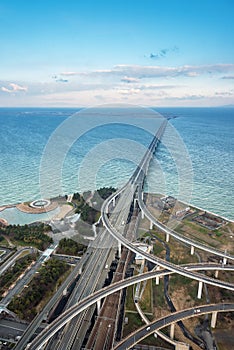 Railroad bridge connected to Kansai international airport photo