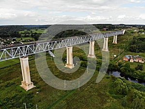 Railroad bridge of Lyduvenai, Lithuania. Longest bridge in Lithuania photo